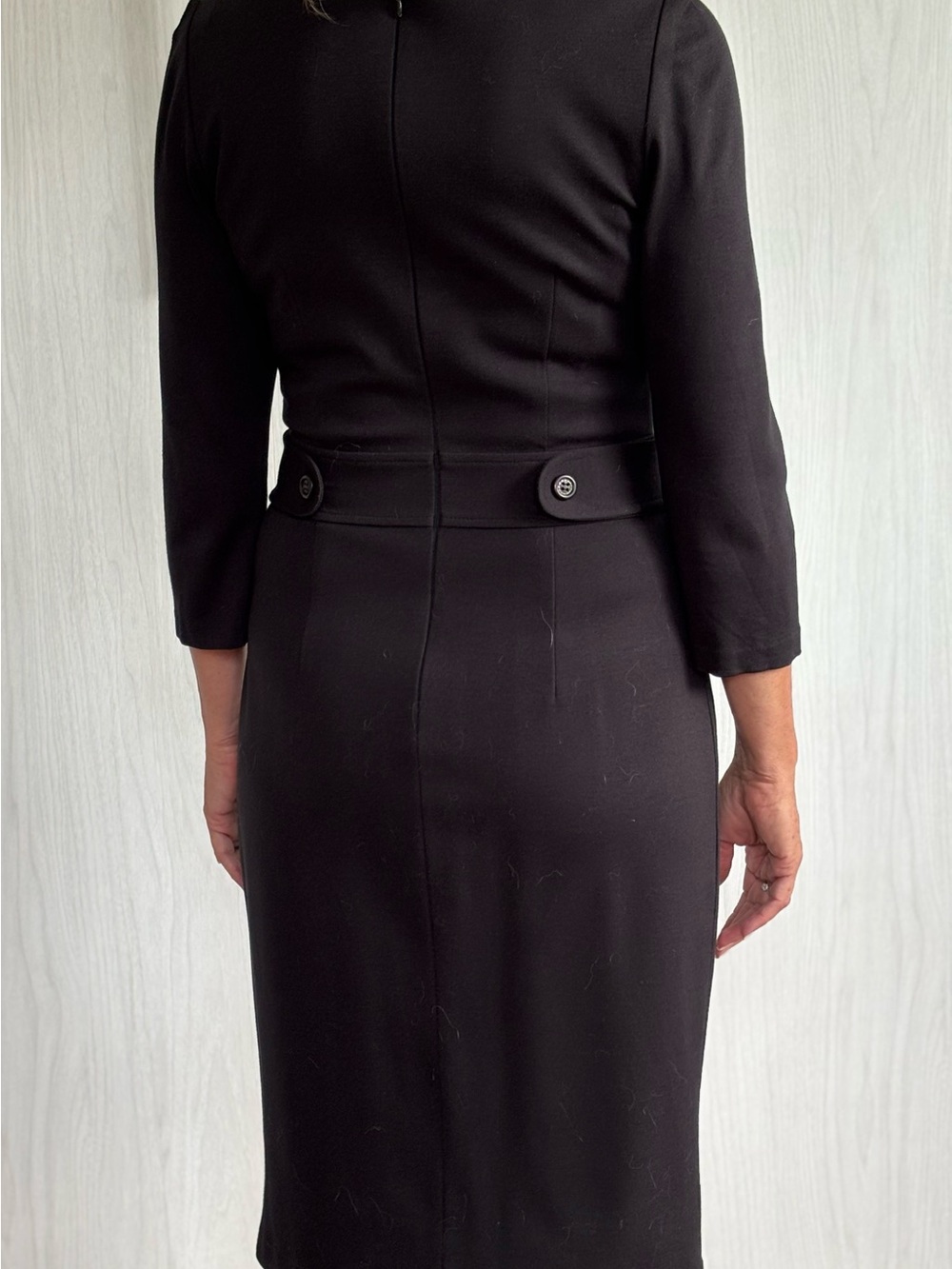 Black Sheath Dress with Colorful Rosette Neckline - Picture 3 of 5